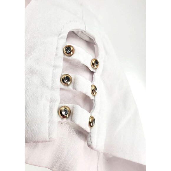 New JM Collection Med Pants Slim Fit Stretch Skinny Capri Crystal Cutout Jeans - Picture 4 of 10